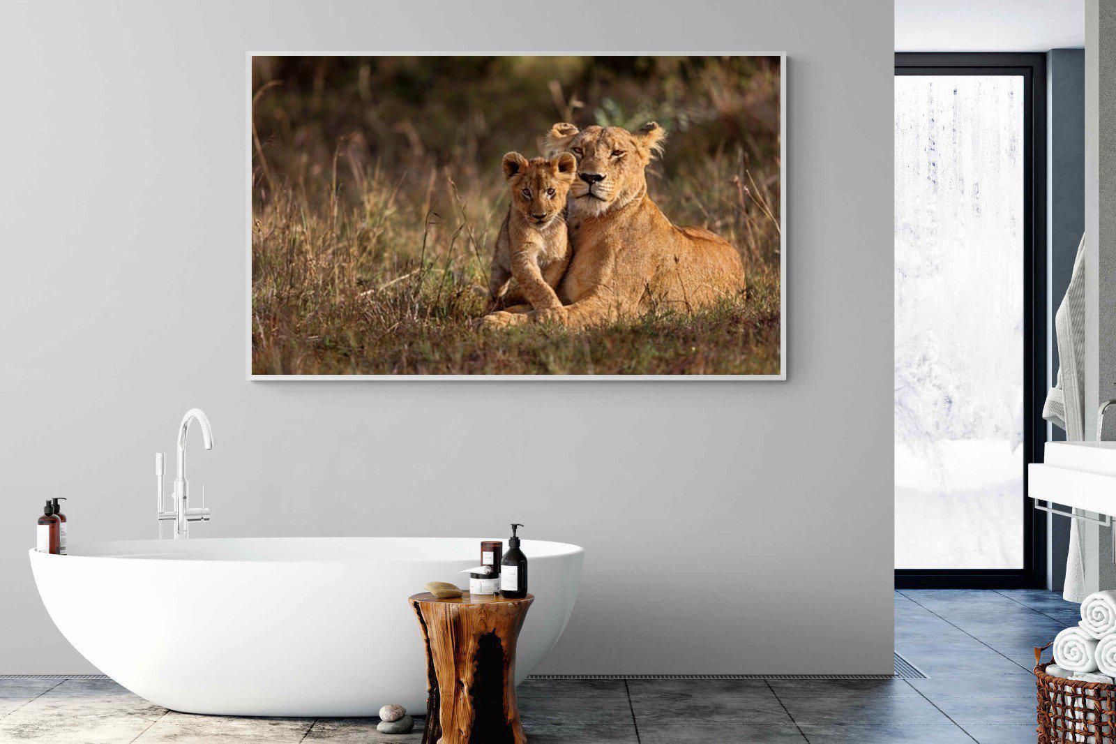 Lioness & Cub-Wall_Art-180 x 110cm-Mounted Canvas-White-Pixalot