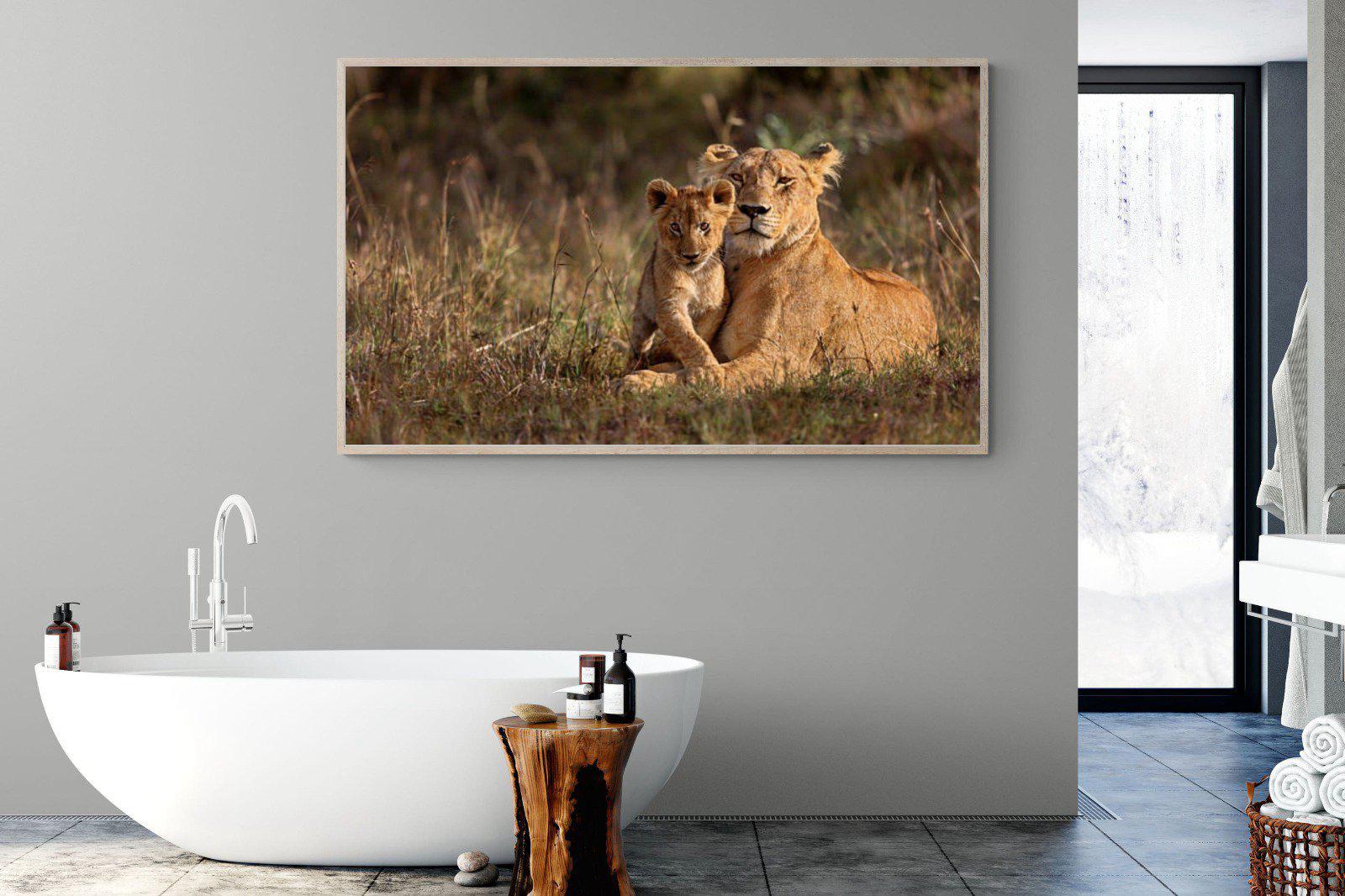 Lioness & Cub-Wall_Art-180 x 110cm-Mounted Canvas-Wood-Pixalot