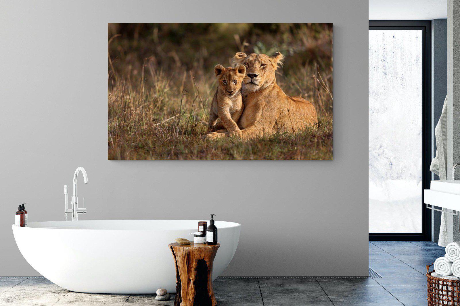 Lioness & Cub-Wall_Art-180 x 110cm-Mounted Canvas-No Frame-Pixalot