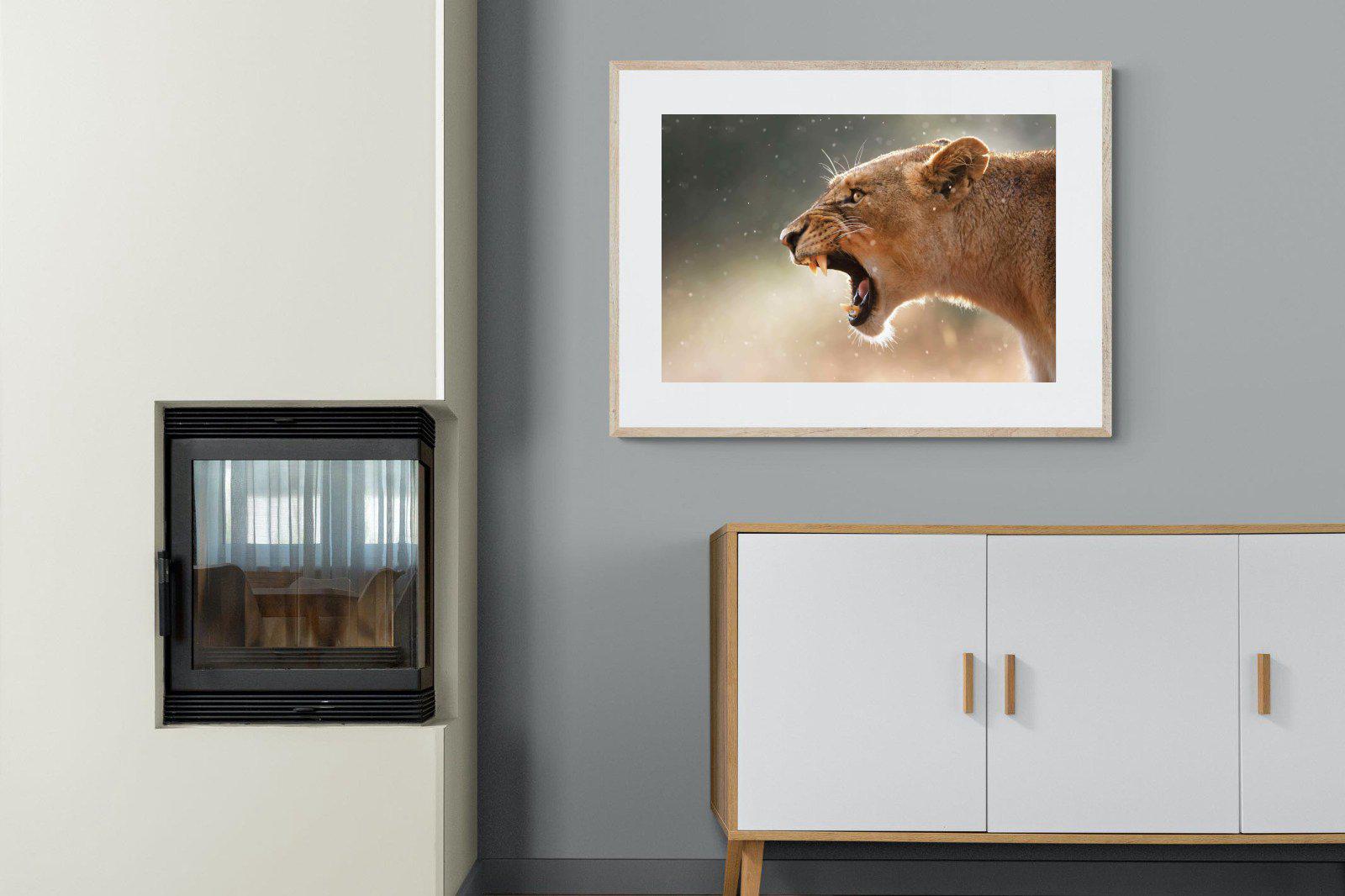 Lioness Roar-Wall_Art-100 x 75cm-Framed Print-Wood-Pixalot