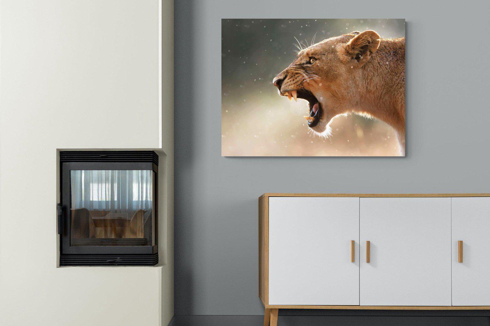 Lioness Roar-Wall_Art-100 x 75cm-Mounted Canvas-No Frame-Pixalot