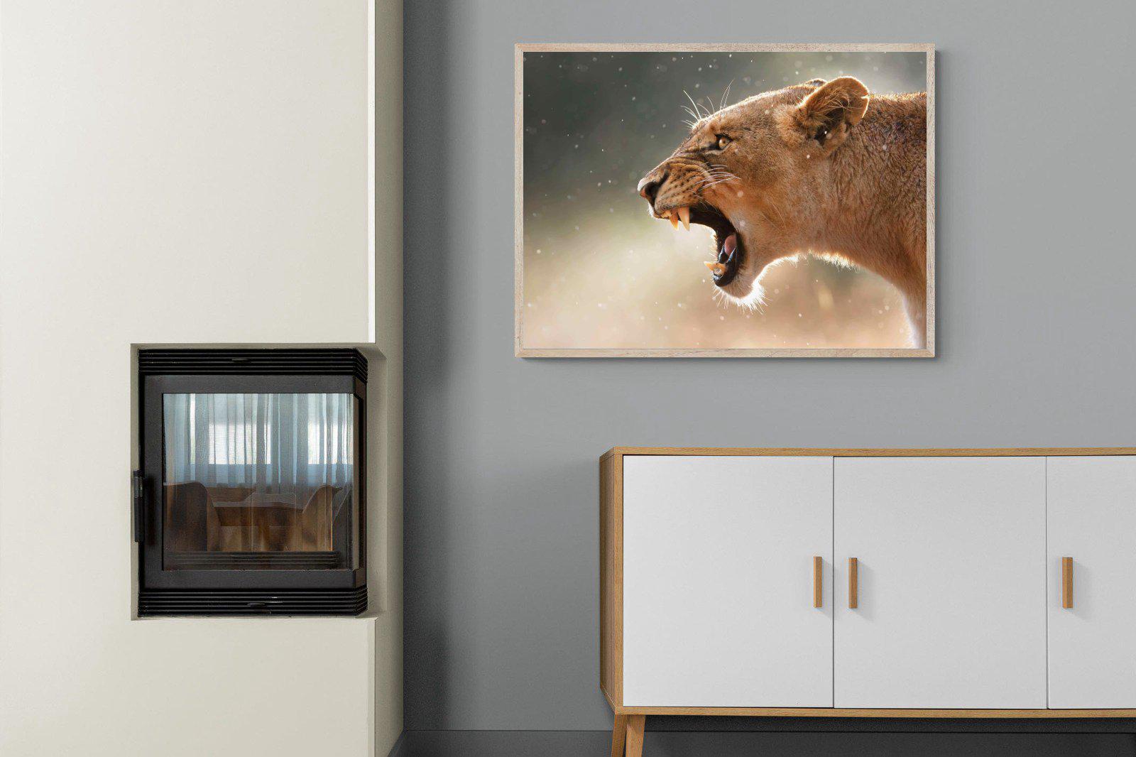 Lioness Roar-Wall_Art-100 x 75cm-Mounted Canvas-Wood-Pixalot
