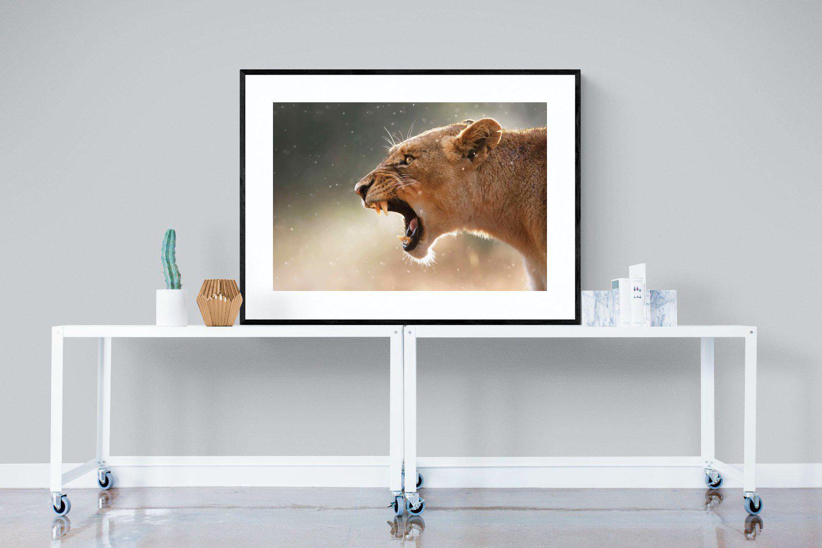 Lioness Roar-Wall_Art-120 x 90cm-Framed Print-Black-Pixalot