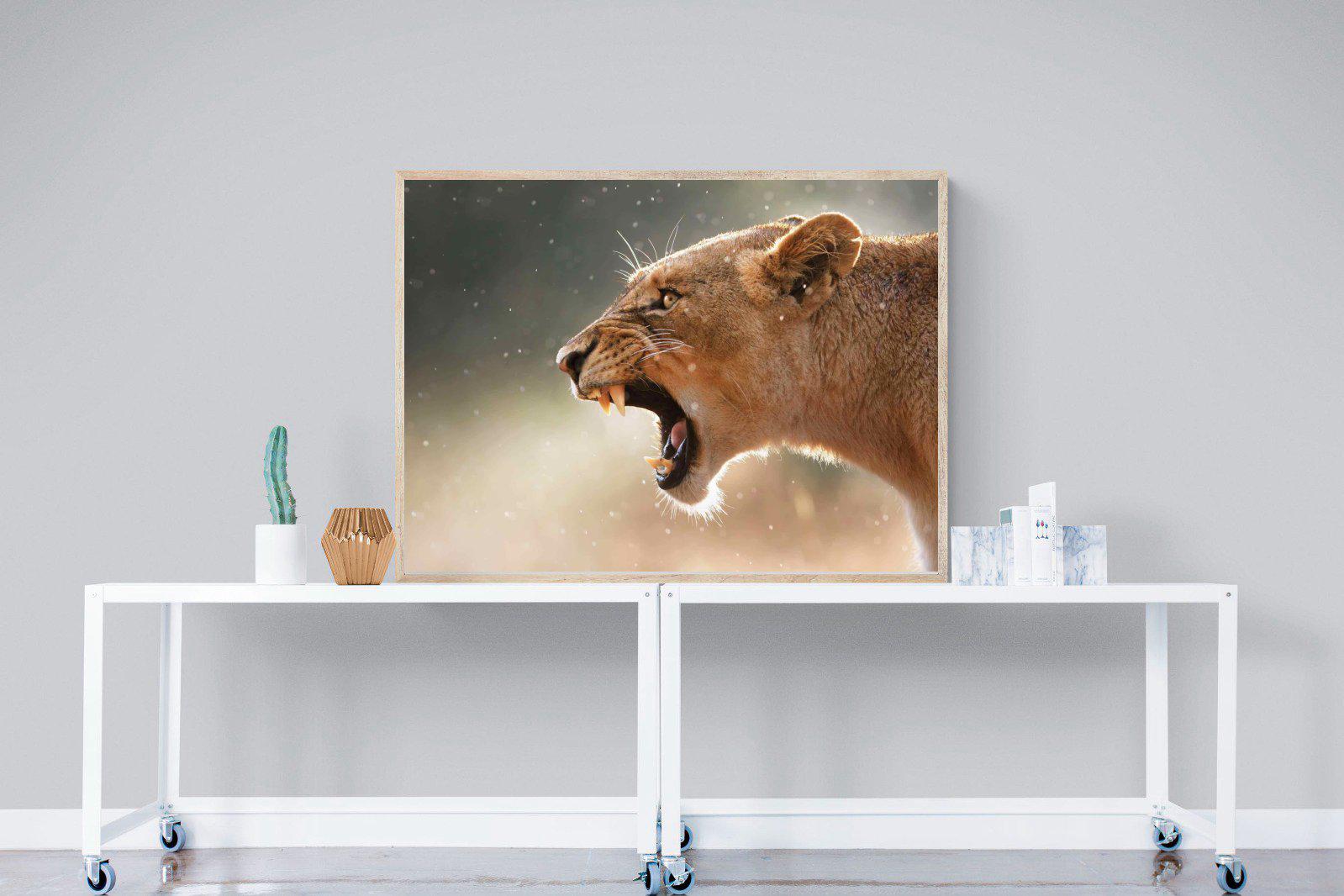 Lioness Roar-Wall_Art-120 x 90cm-Mounted Canvas-Wood-Pixalot