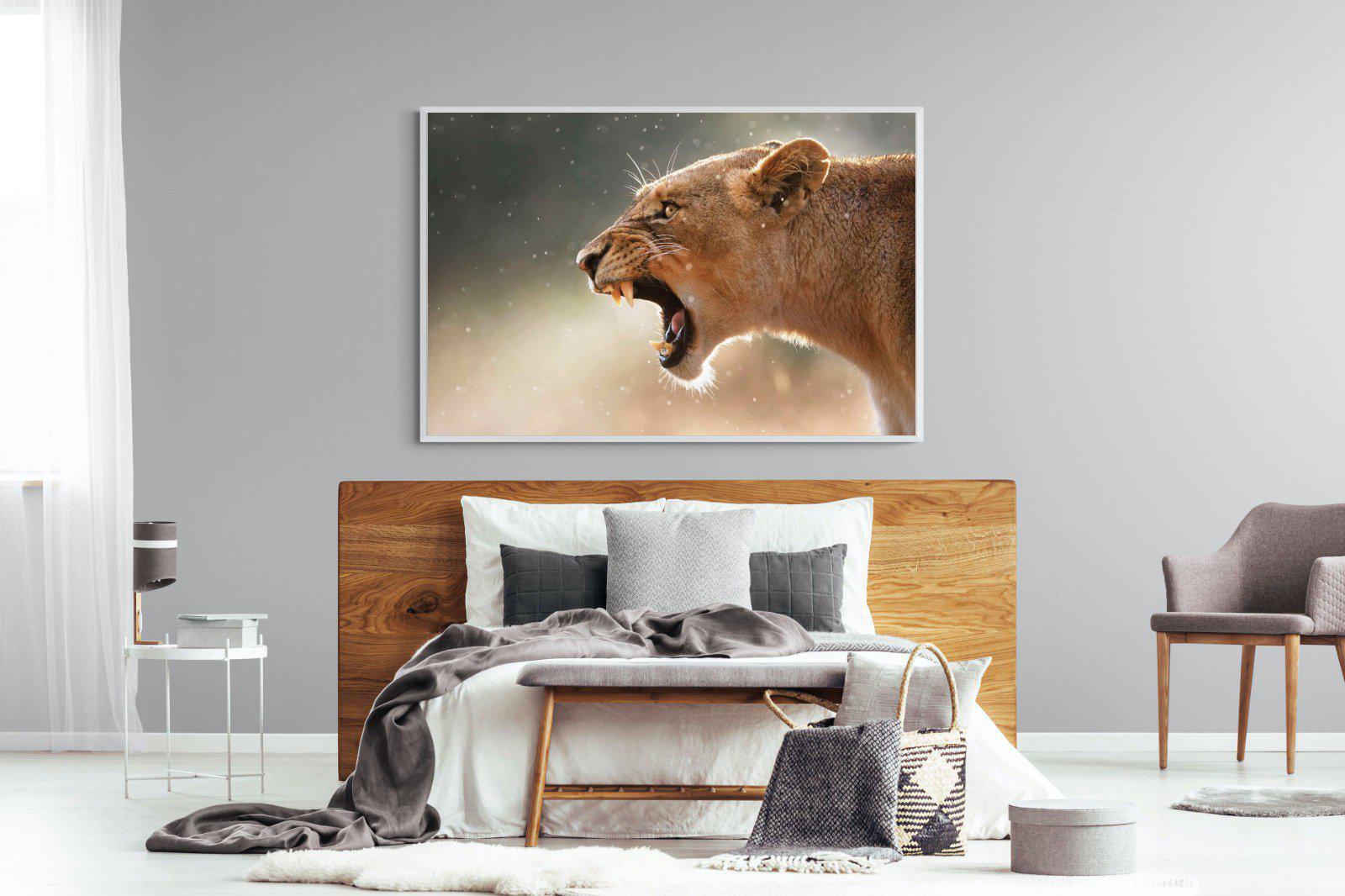 Lioness Roar-Wall_Art-150 x 100cm-Mounted Canvas-White-Pixalot