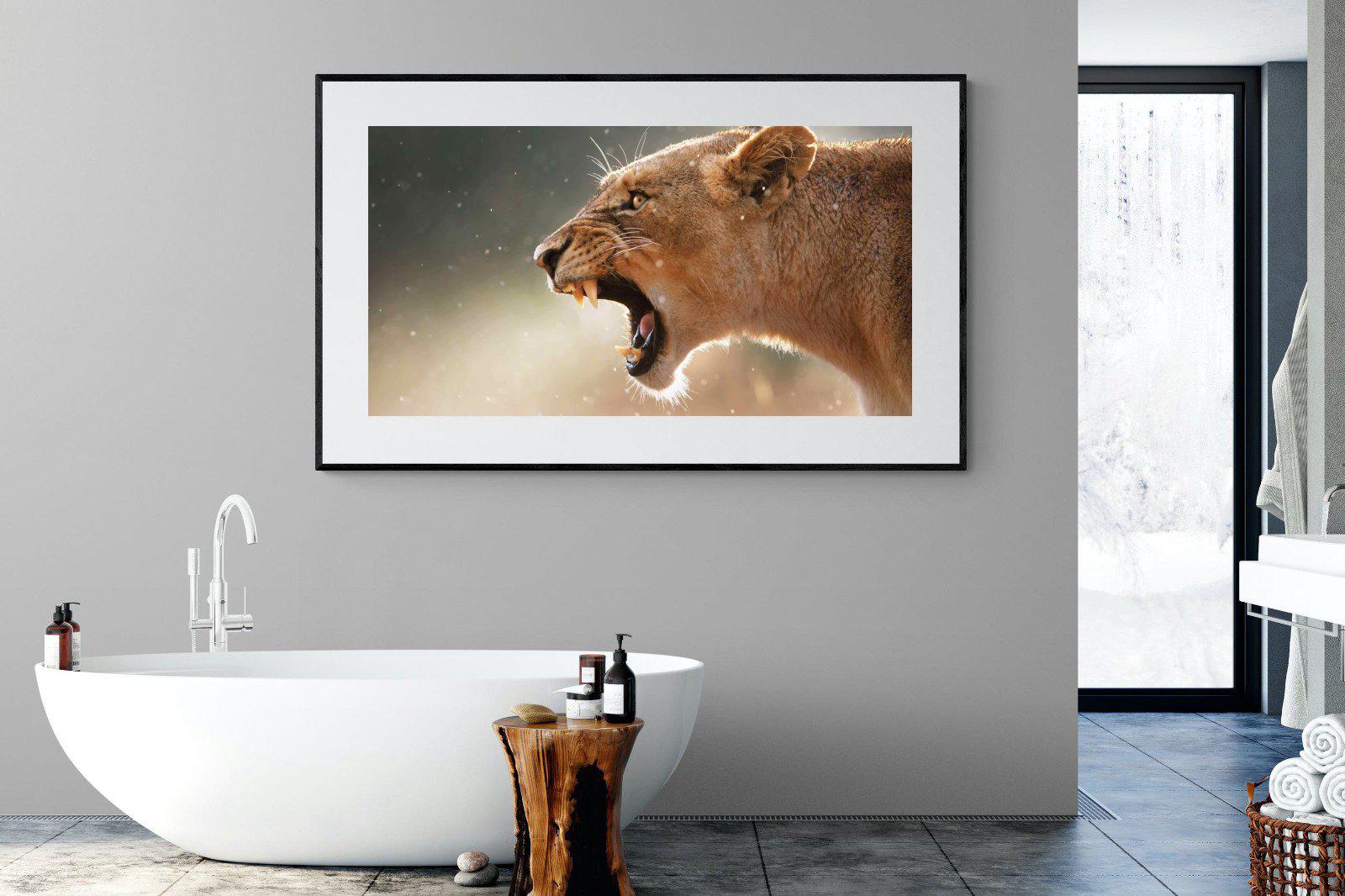 Lioness Roar-Wall_Art-180 x 110cm-Framed Print-Black-Pixalot