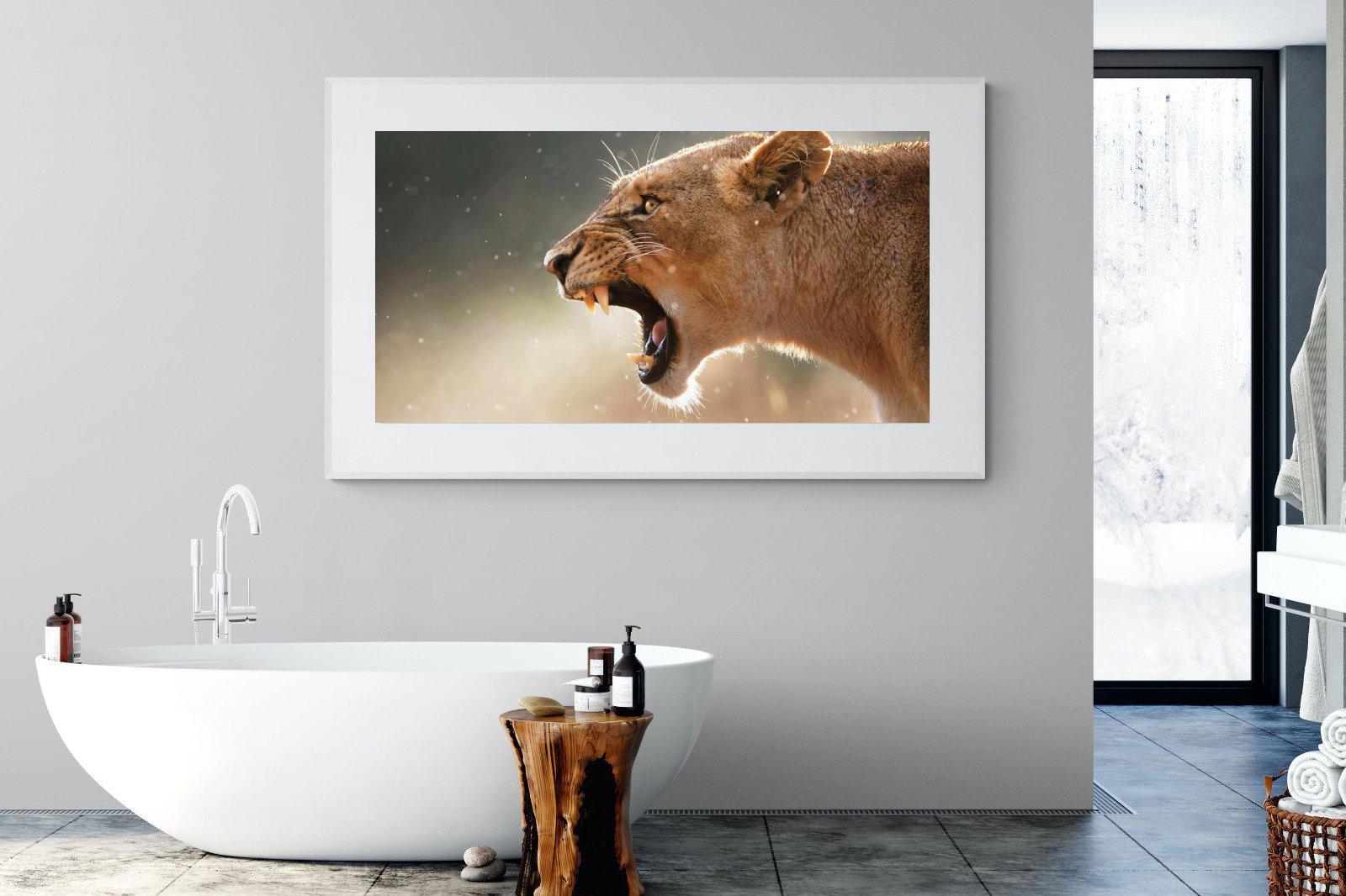 Lioness Roar-Wall_Art-180 x 110cm-Framed Print-White-Pixalot