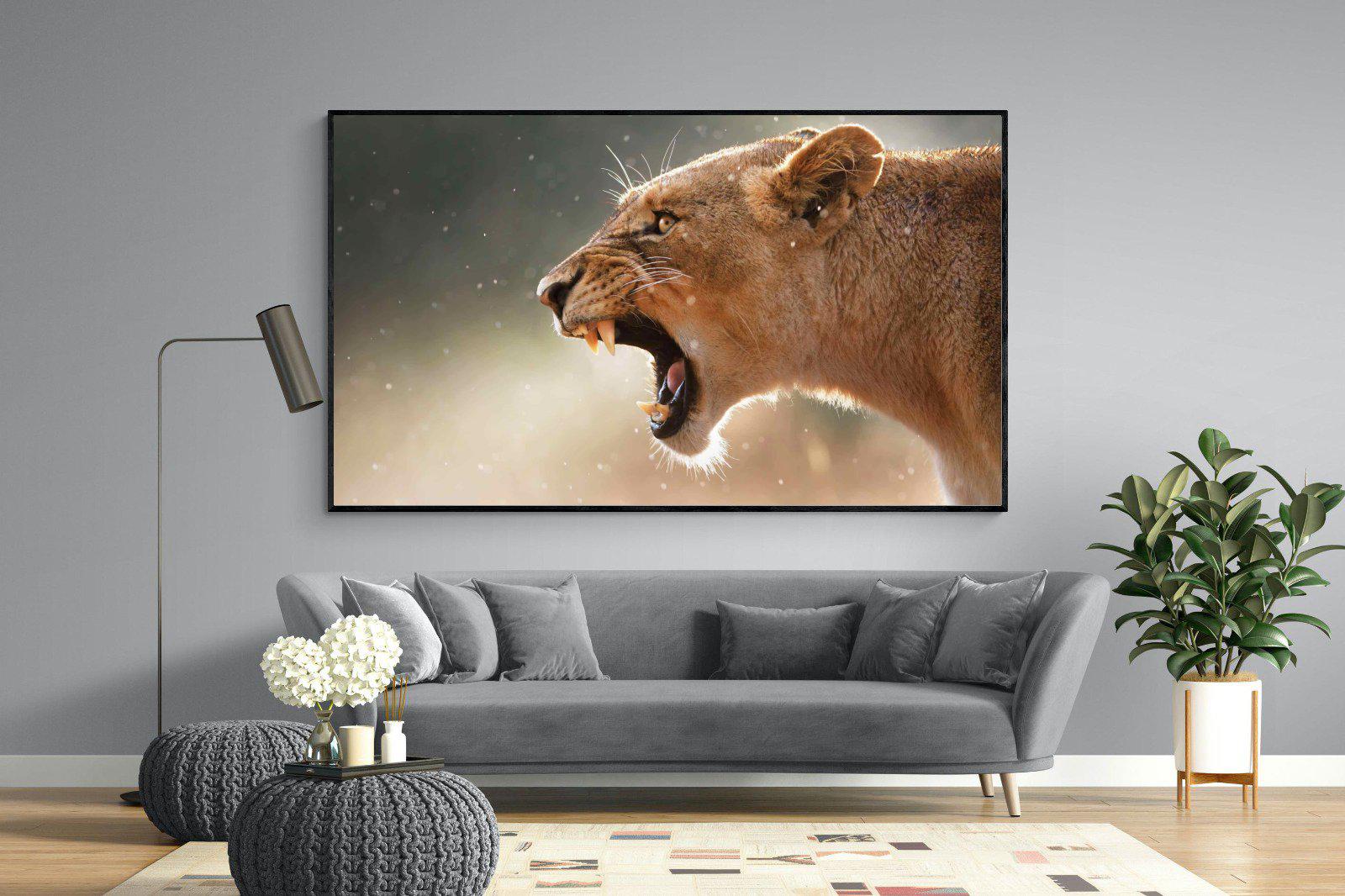 Lioness Roar-Wall_Art-220 x 130cm-Mounted Canvas-Black-Pixalot