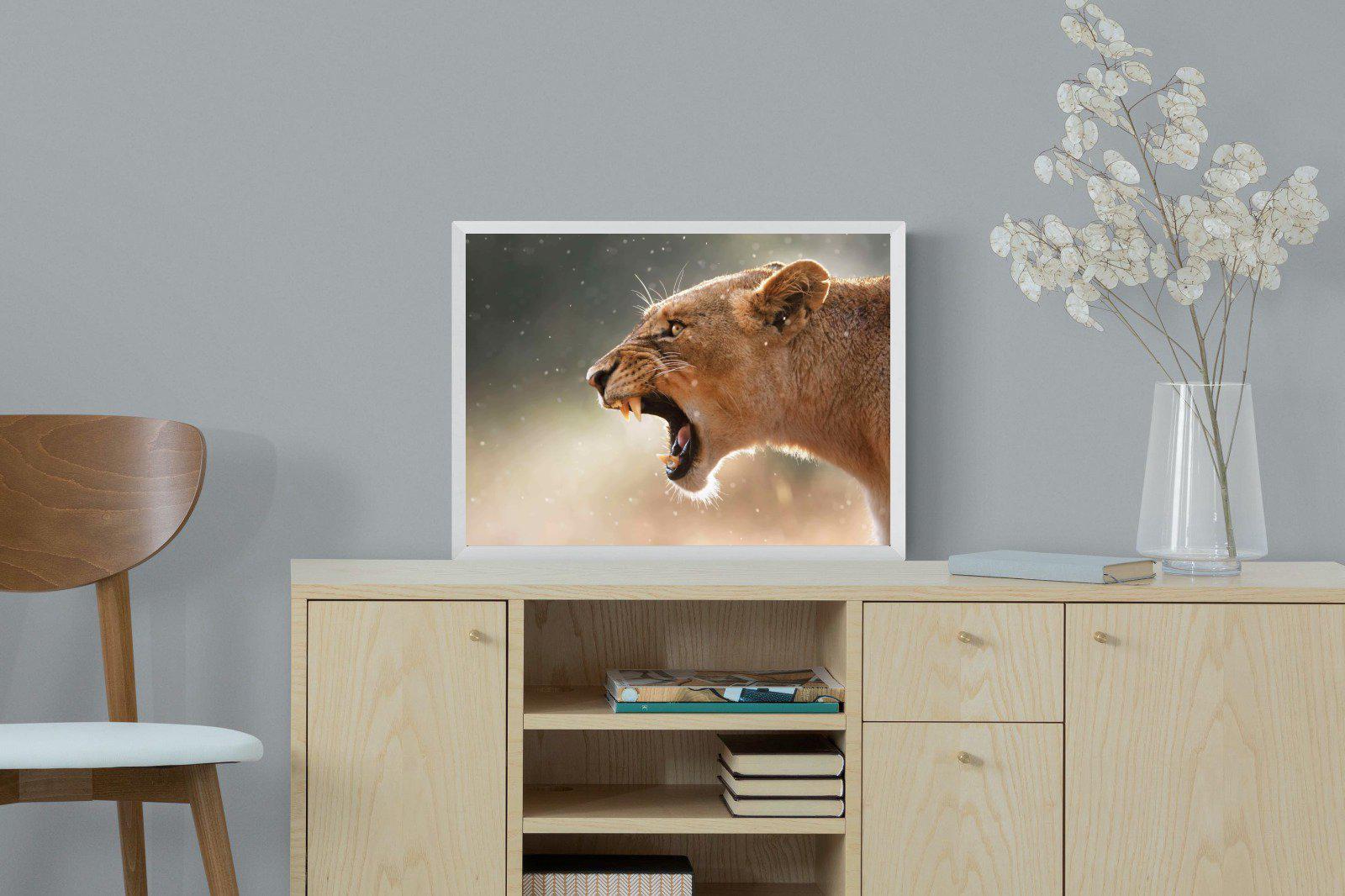 Lioness Roar-Wall_Art-60 x 45cm-Mounted Canvas-White-Pixalot