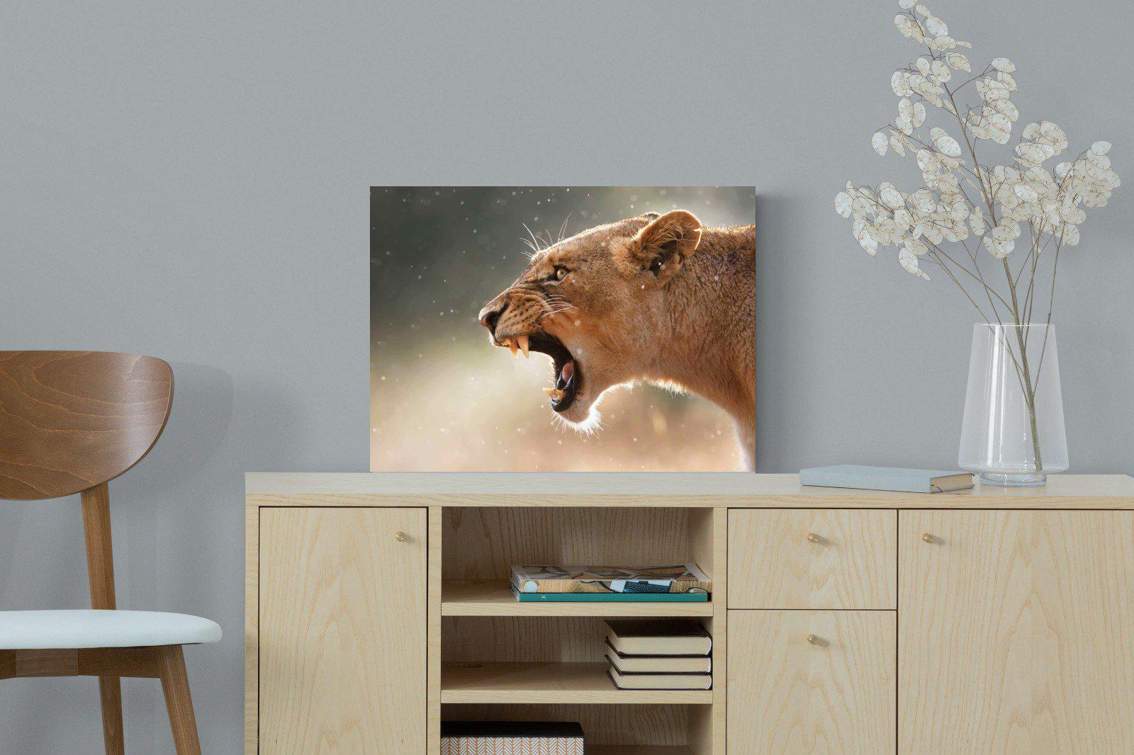 Lioness Roar-Wall_Art-60 x 45cm-Mounted Canvas-No Frame-Pixalot