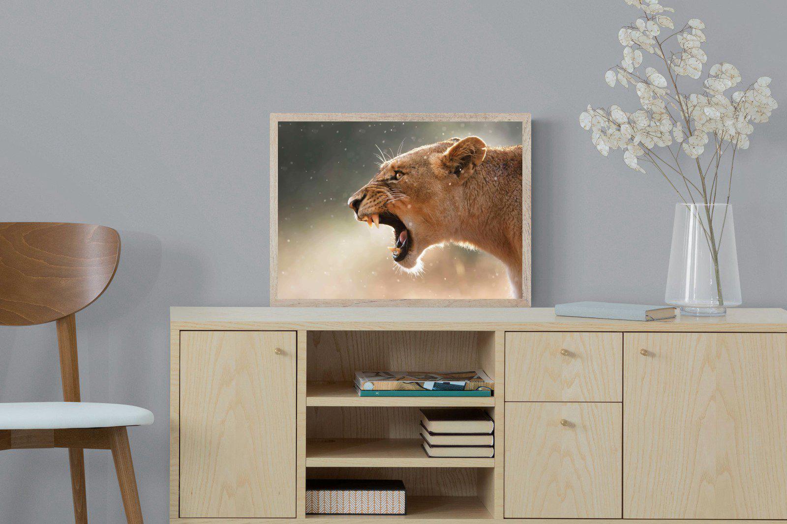 Lioness Roar-Wall_Art-60 x 45cm-Mounted Canvas-Wood-Pixalot