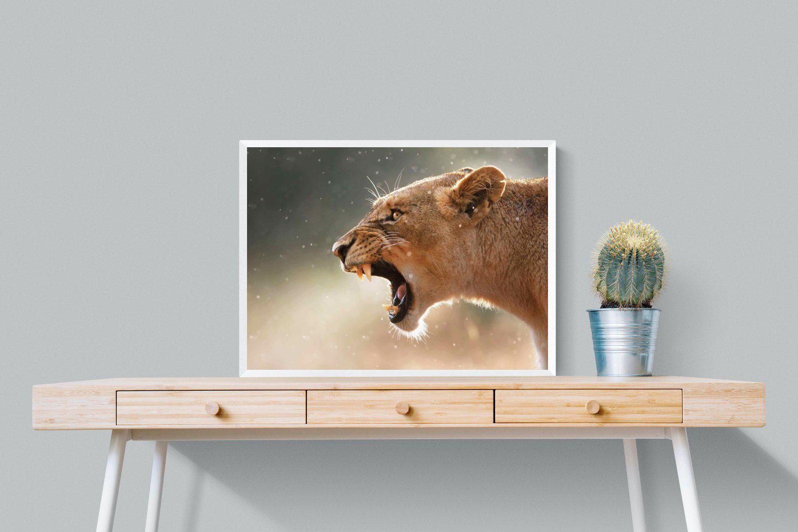 Lioness Roar-Wall_Art-80 x 60cm-Mounted Canvas-White-Pixalot