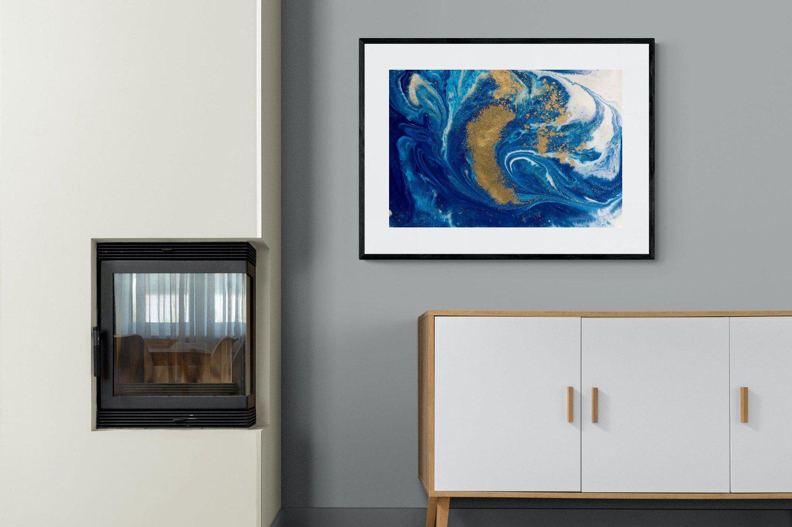 Liquid Marble-Wall_Art-100 x 75cm-Framed Print-Black-Pixalot