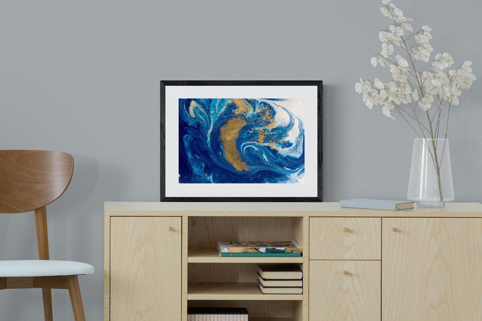 Liquid Marble-Wall_Art-60 x 45cm-Framed Print-Black-Pixalot