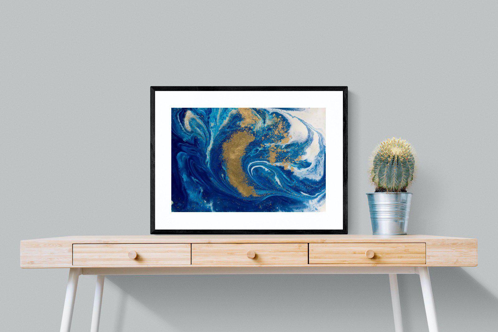 Liquid Marble-Wall_Art-80 x 60cm-Framed Print-Black-Pixalot
