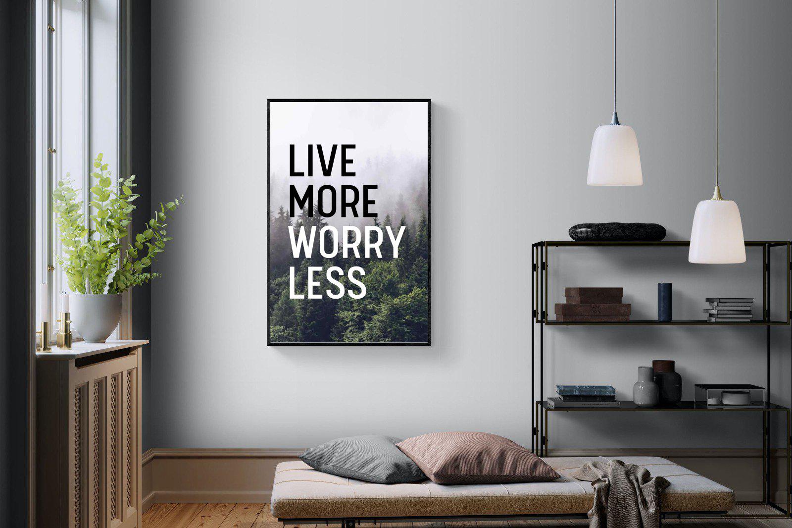 Live More Worry Less-Wall_Art-100 x 150cm-Mounted Canvas-Black-Pixalot