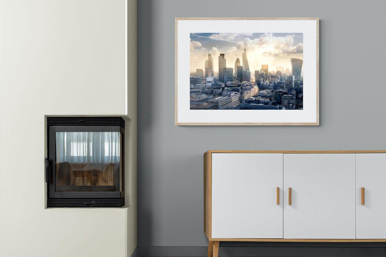 London Dawn-Wall_Art-100 x 75cm-Framed Print-Wood-Pixalot