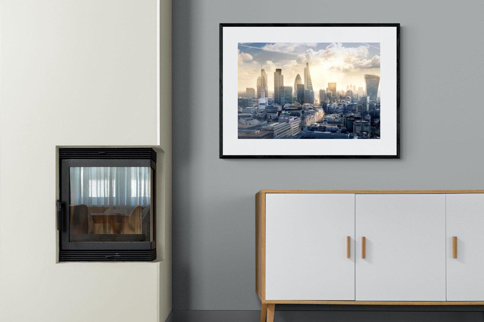 London Dawn-Wall_Art-100 x 75cm-Framed Print-Black-Pixalot