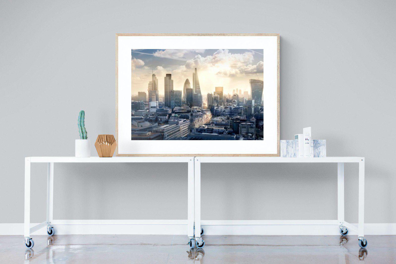 London Dawn-Wall_Art-120 x 90cm-Framed Print-Wood-Pixalot