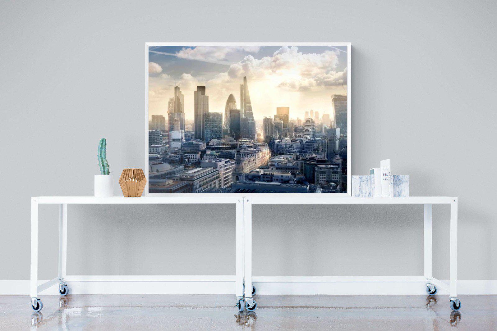 London Dawn-Wall_Art-120 x 90cm-Mounted Canvas-White-Pixalot
