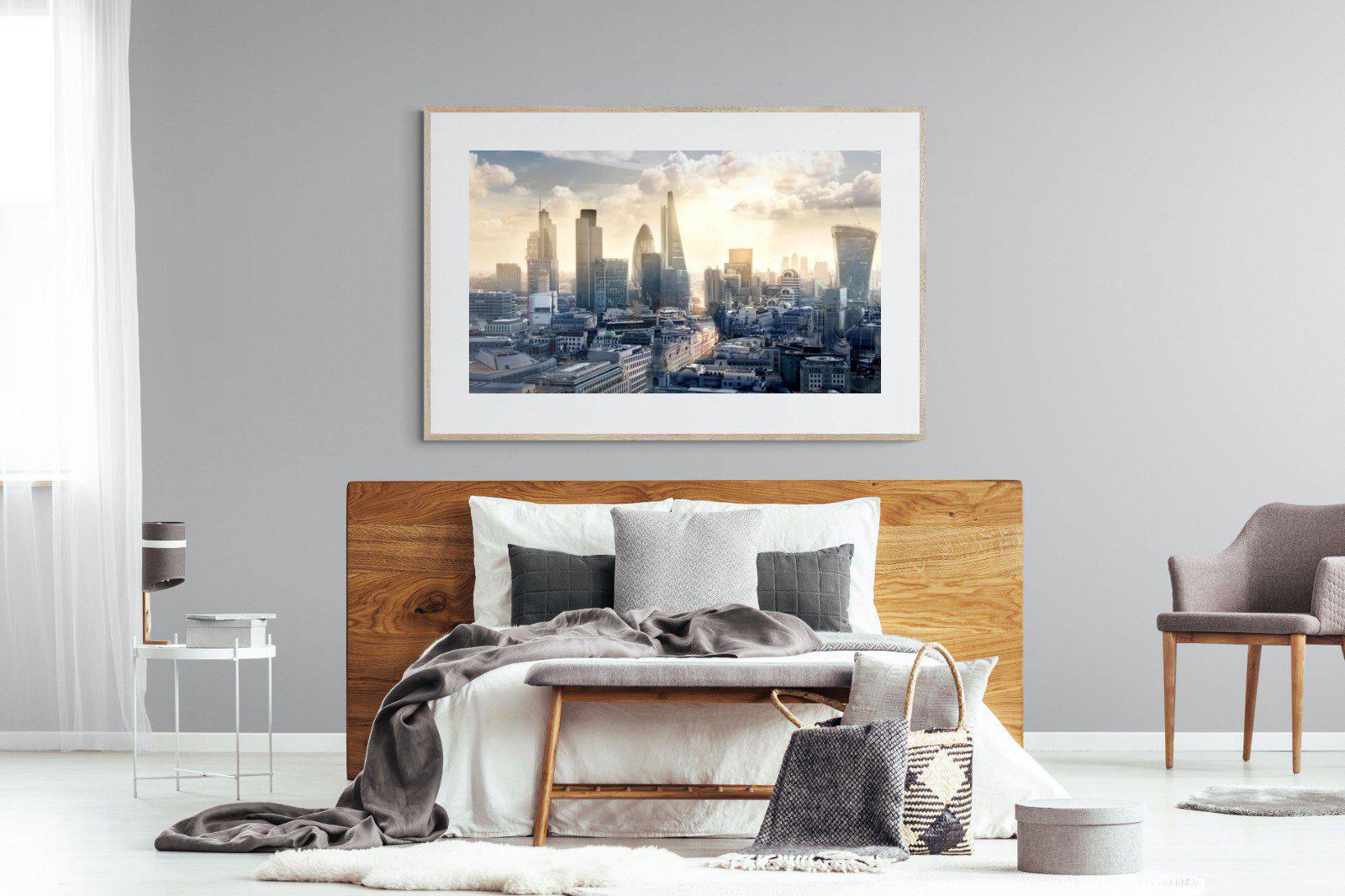 London Dawn-Wall_Art-150 x 100cm-Framed Print-Wood-Pixalot