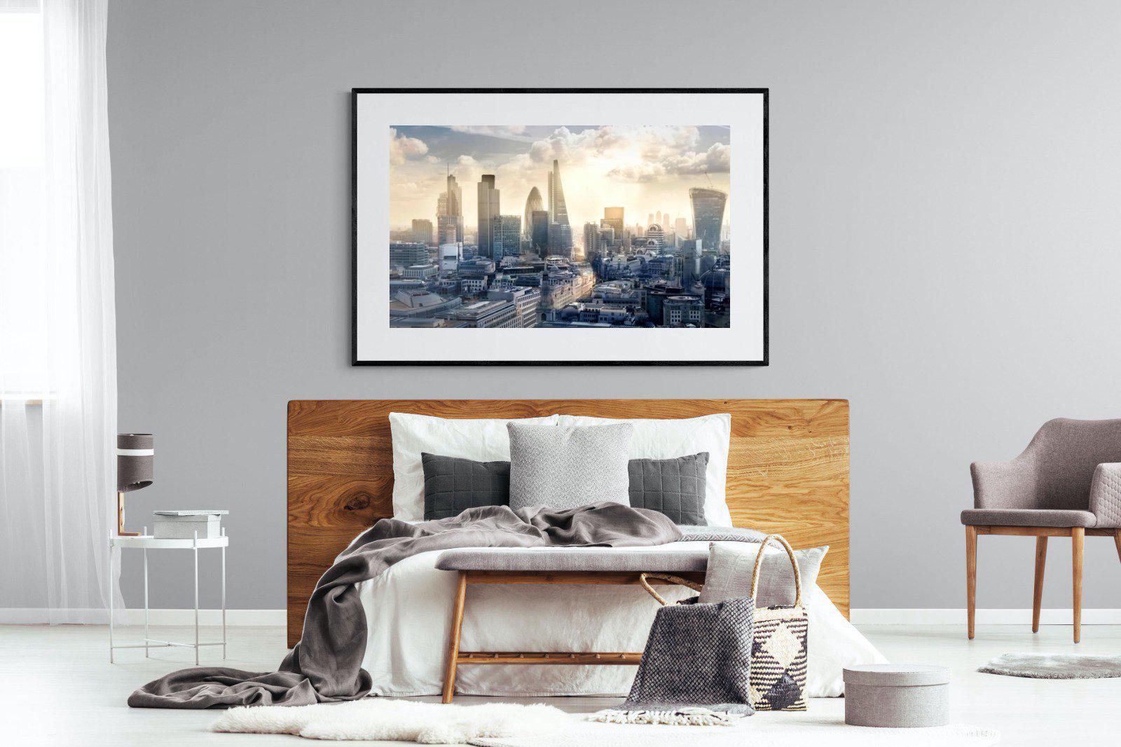 London Dawn-Wall_Art-150 x 100cm-Framed Print-Black-Pixalot