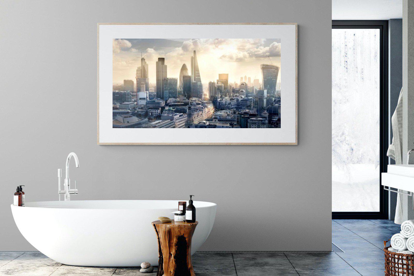 London Dawn-Wall_Art-180 x 110cm-Framed Print-Wood-Pixalot