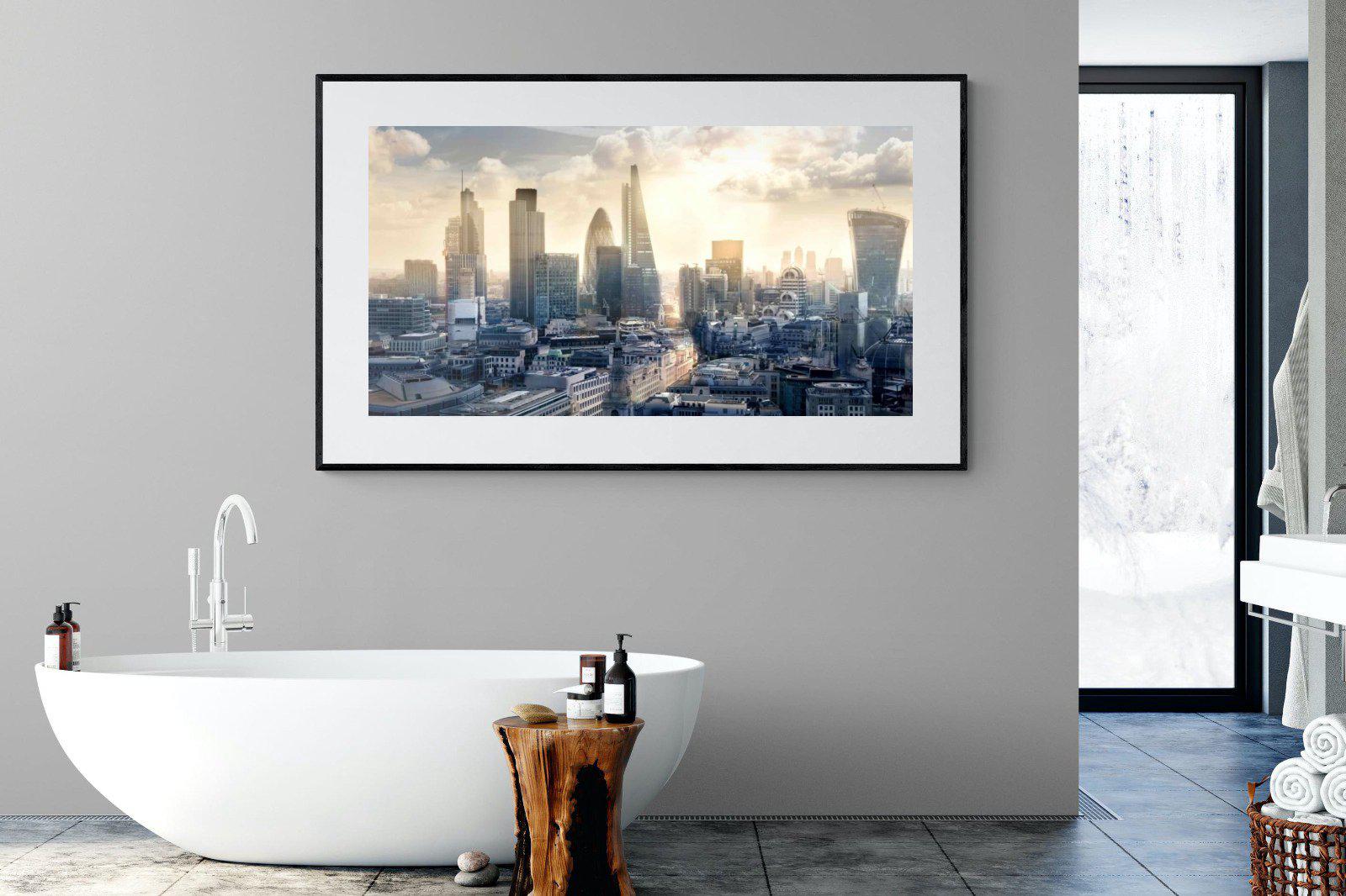 London Dawn-Wall_Art-180 x 110cm-Framed Print-Black-Pixalot