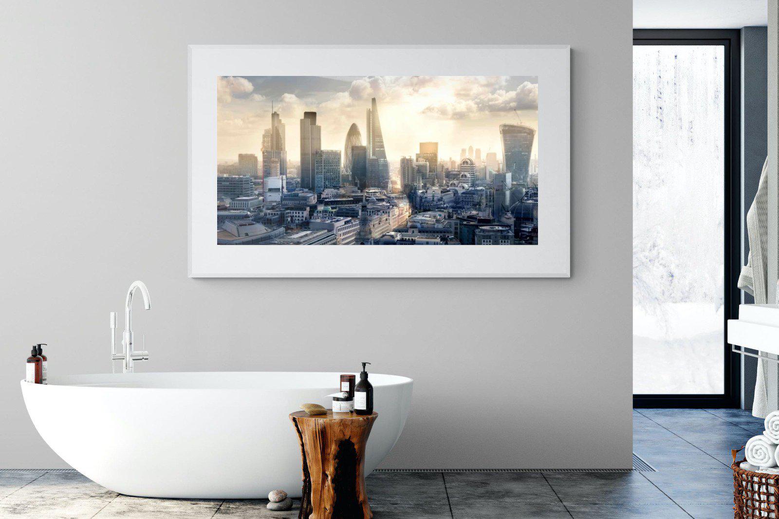London Dawn-Wall_Art-180 x 110cm-Framed Print-White-Pixalot