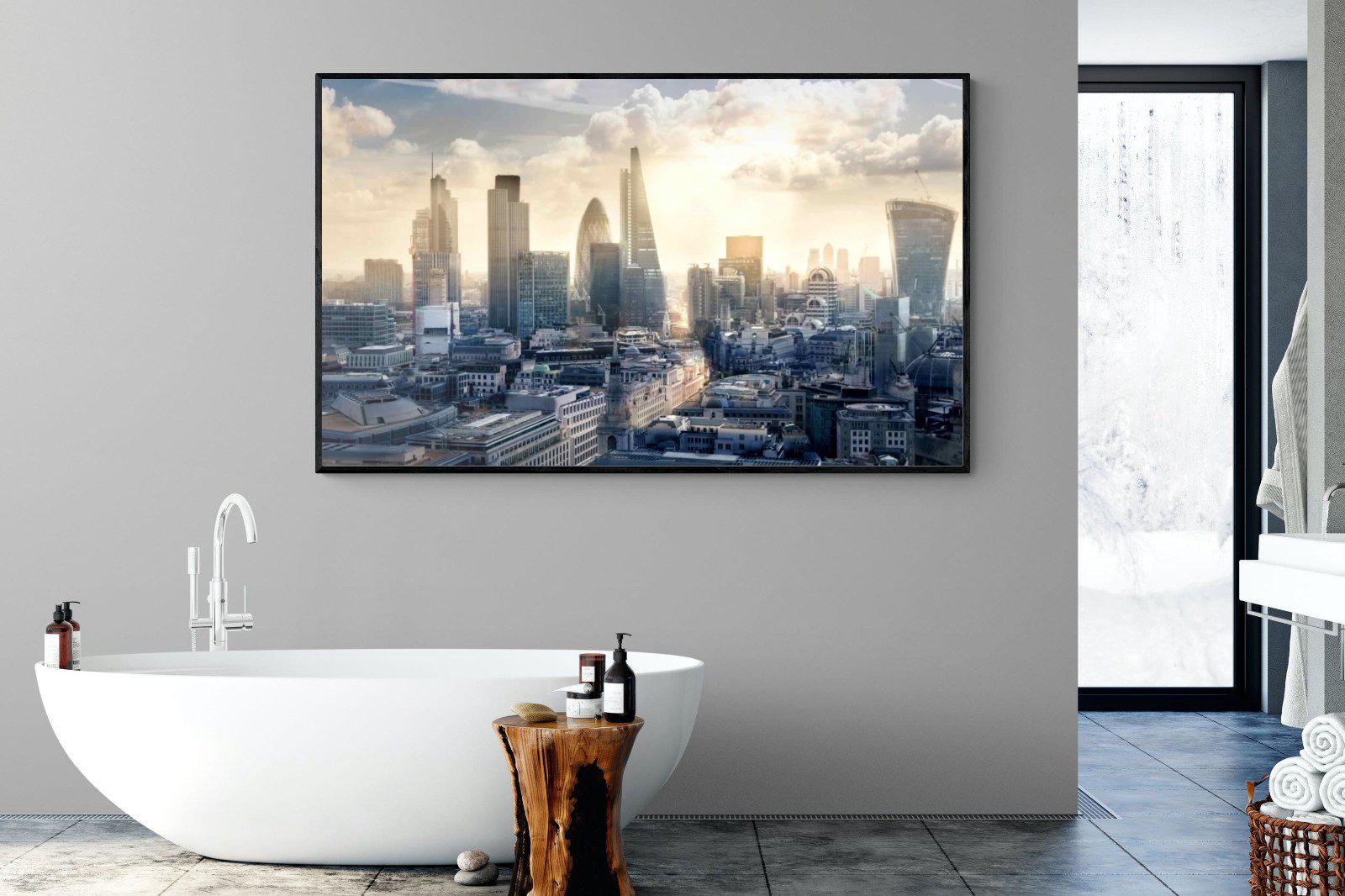 London Dawn-Wall_Art-180 x 110cm-Mounted Canvas-Black-Pixalot