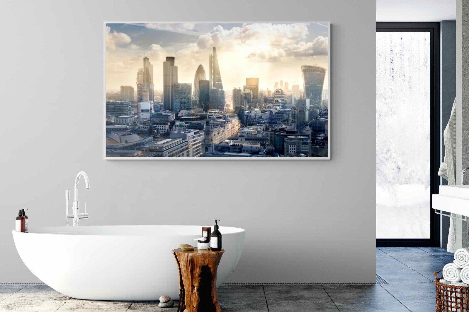 London Dawn-Wall_Art-180 x 110cm-Mounted Canvas-White-Pixalot