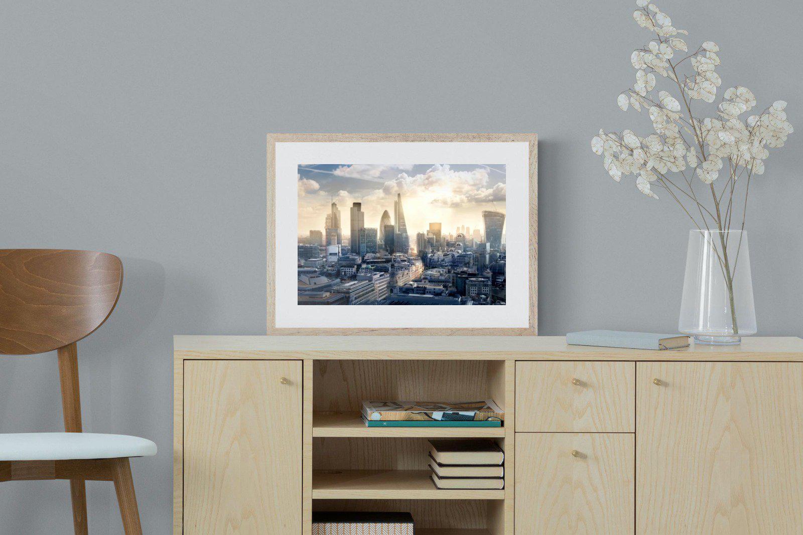London Dawn-Wall_Art-60 x 45cm-Framed Print-Wood-Pixalot