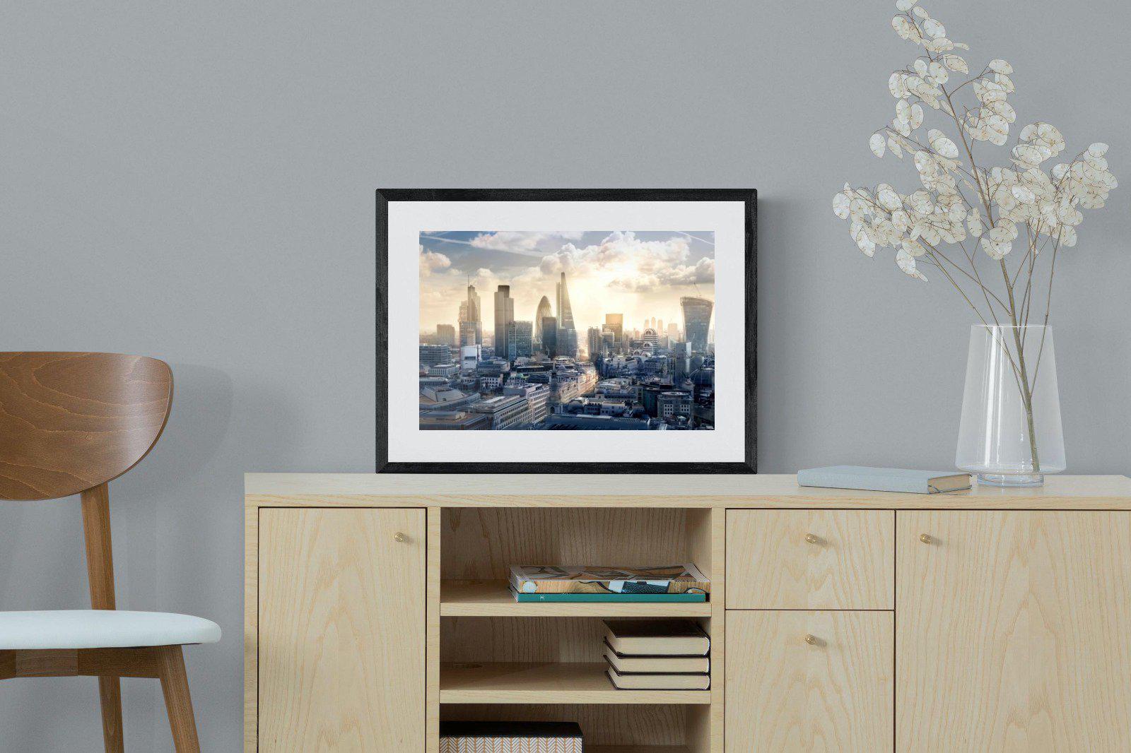 London Dawn-Wall_Art-60 x 45cm-Framed Print-Black-Pixalot