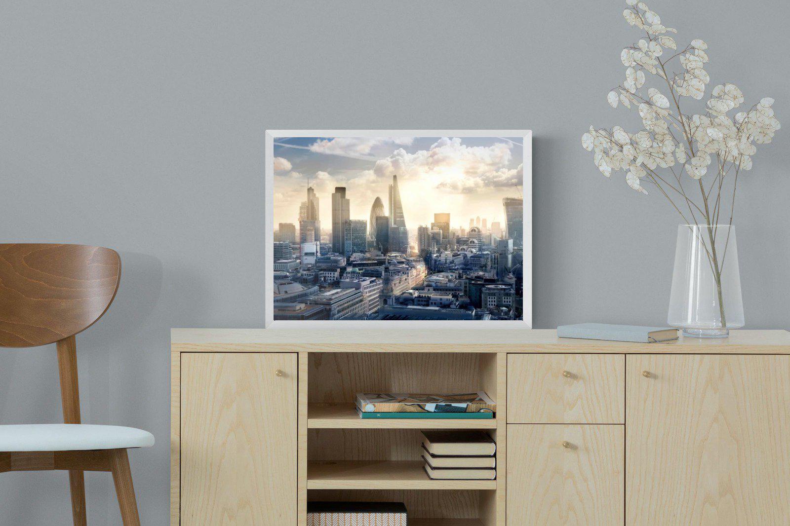London Dawn-Wall_Art-60 x 45cm-Mounted Canvas-White-Pixalot