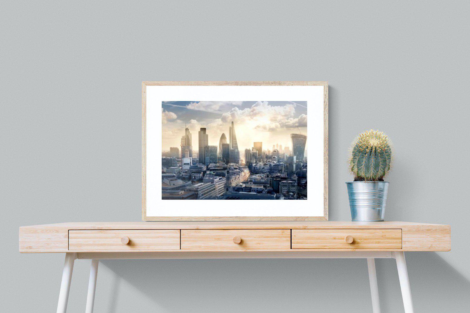 London Dawn-Wall_Art-80 x 60cm-Framed Print-Wood-Pixalot