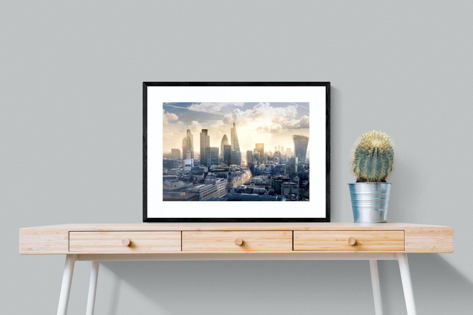 London Dawn-Wall_Art-80 x 60cm-Framed Print-Black-Pixalot