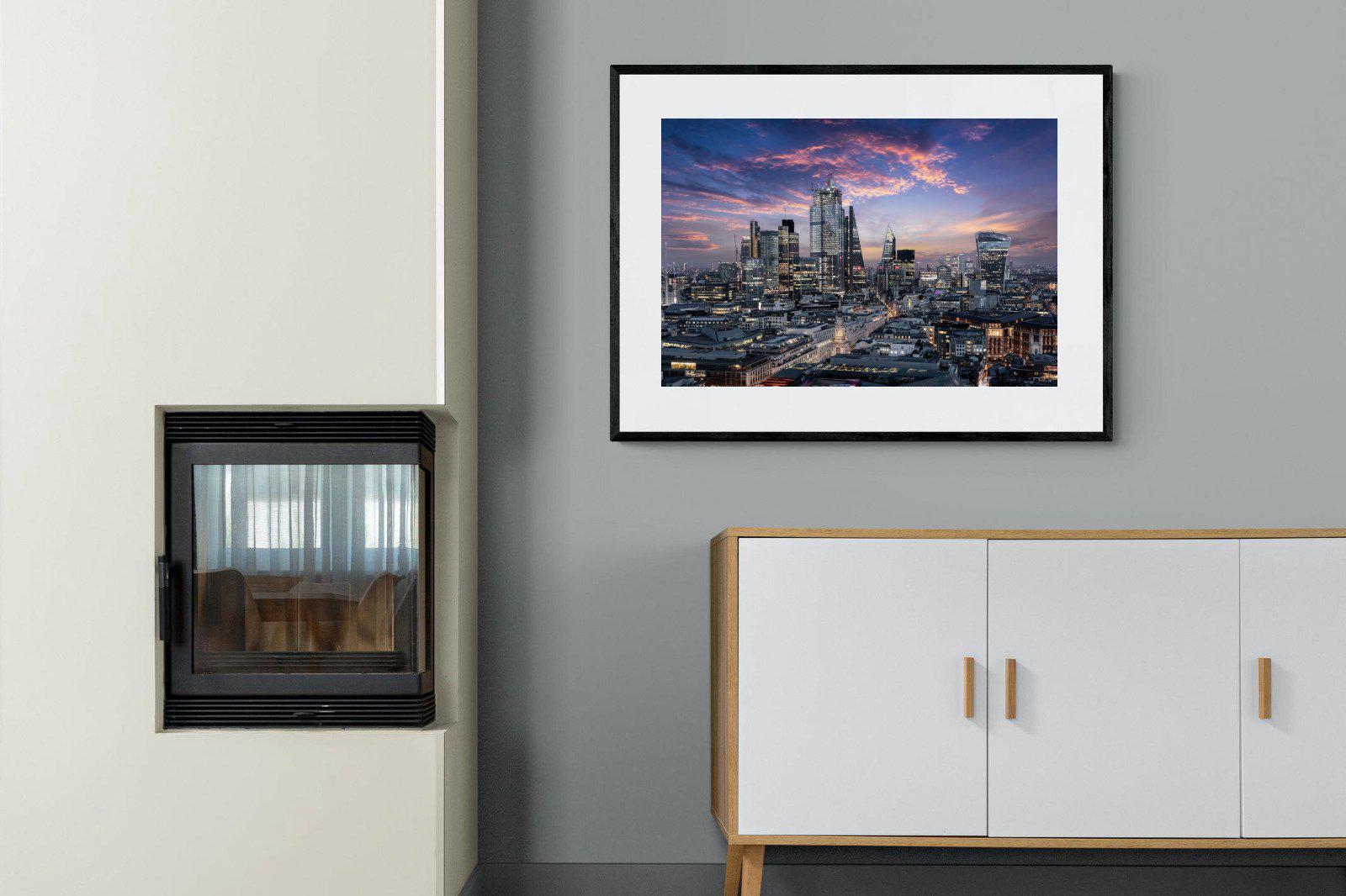 London Dusk-Wall_Art-100 x 75cm-Framed Print-Black-Pixalot