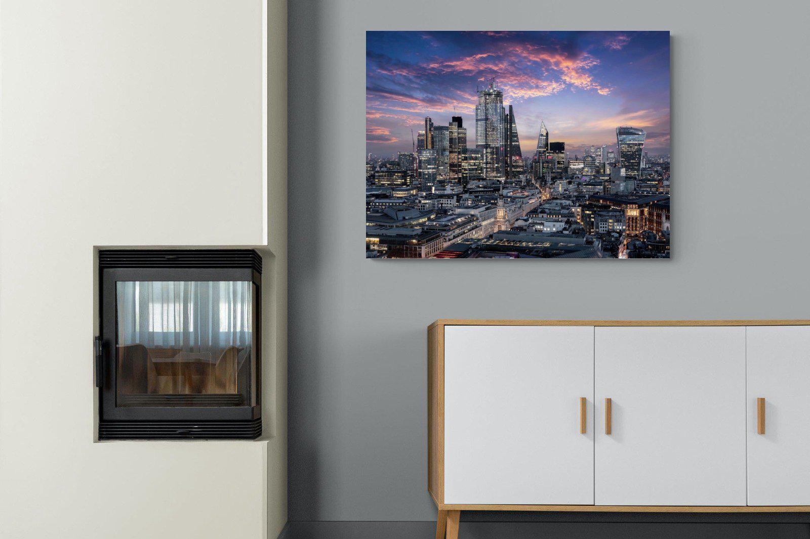 London Dusk-Wall_Art-100 x 75cm-Mounted Canvas-No Frame-Pixalot