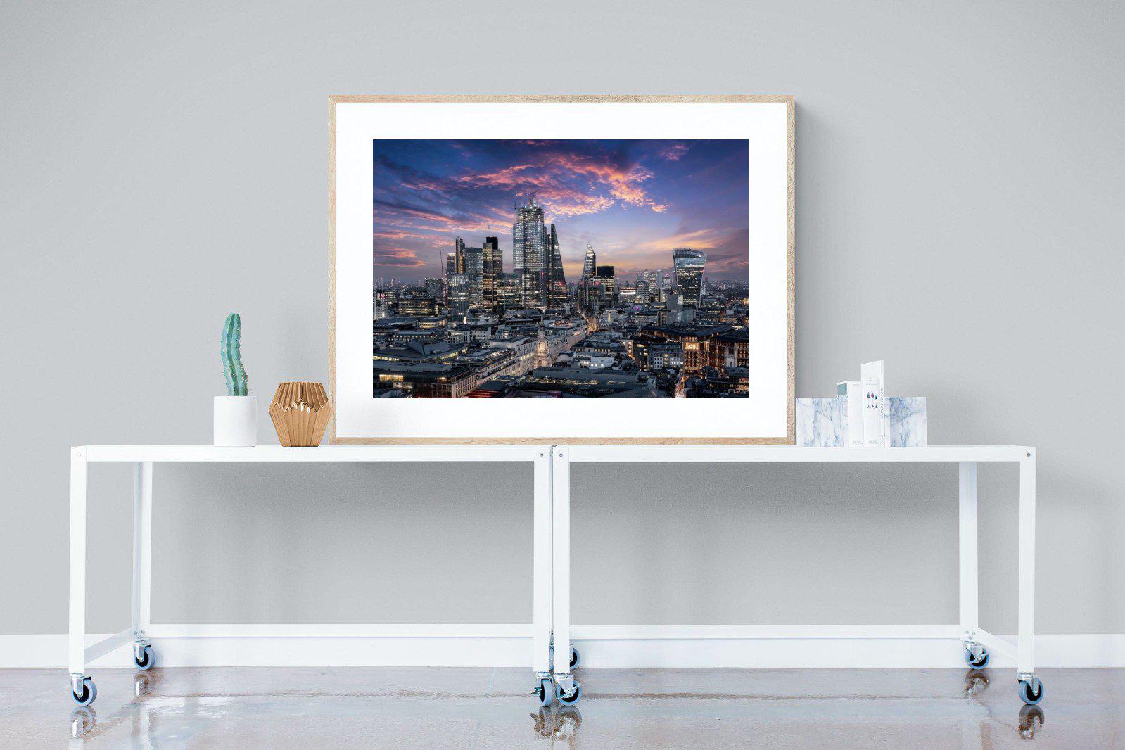 London Dusk-Wall_Art-120 x 90cm-Framed Print-Wood-Pixalot