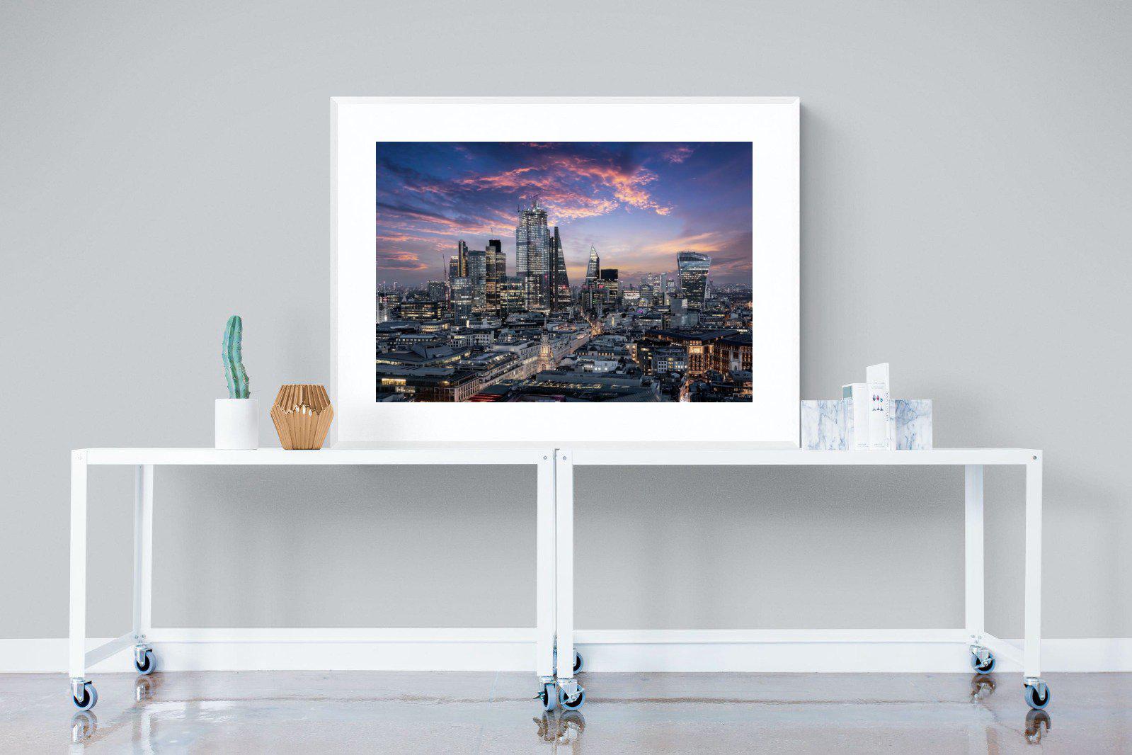 London Dusk-Wall_Art-120 x 90cm-Framed Print-White-Pixalot
