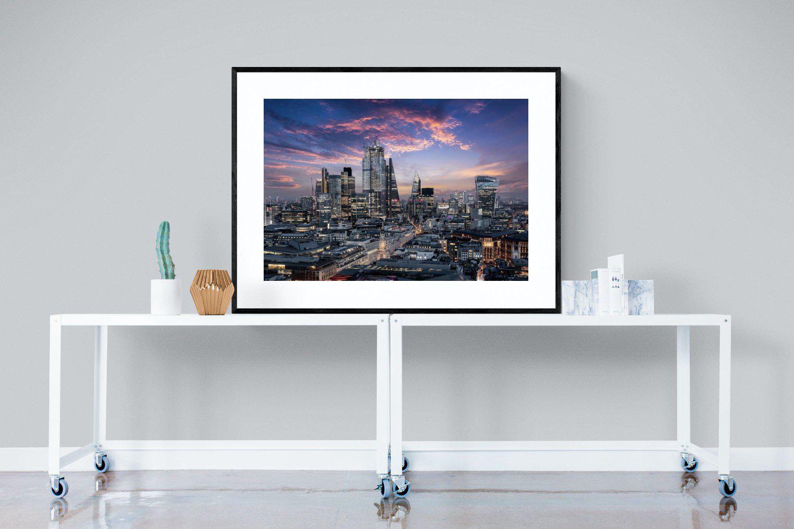 London Dusk-Wall_Art-120 x 90cm-Framed Print-Black-Pixalot