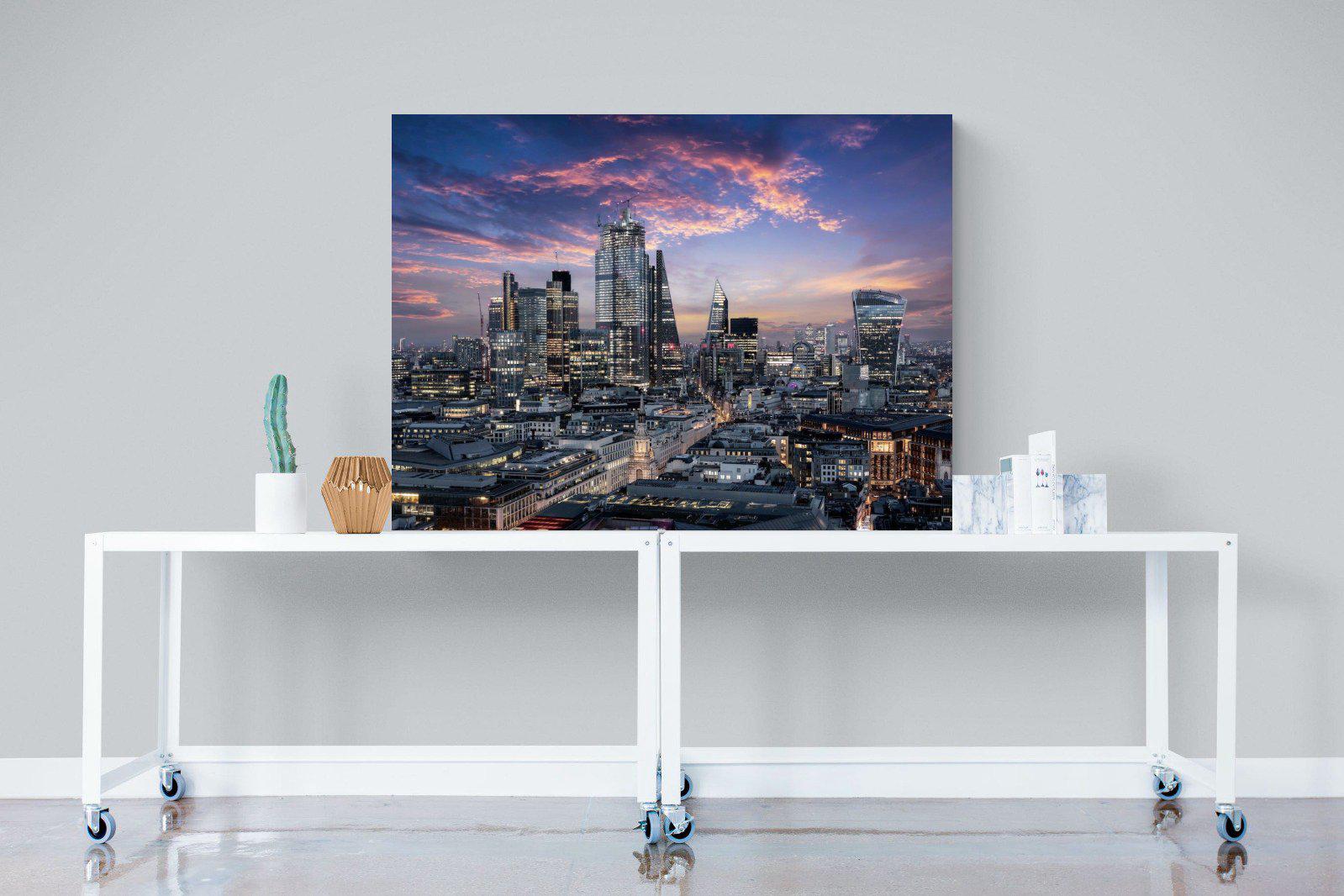 London Dusk-Wall_Art-120 x 90cm-Mounted Canvas-No Frame-Pixalot