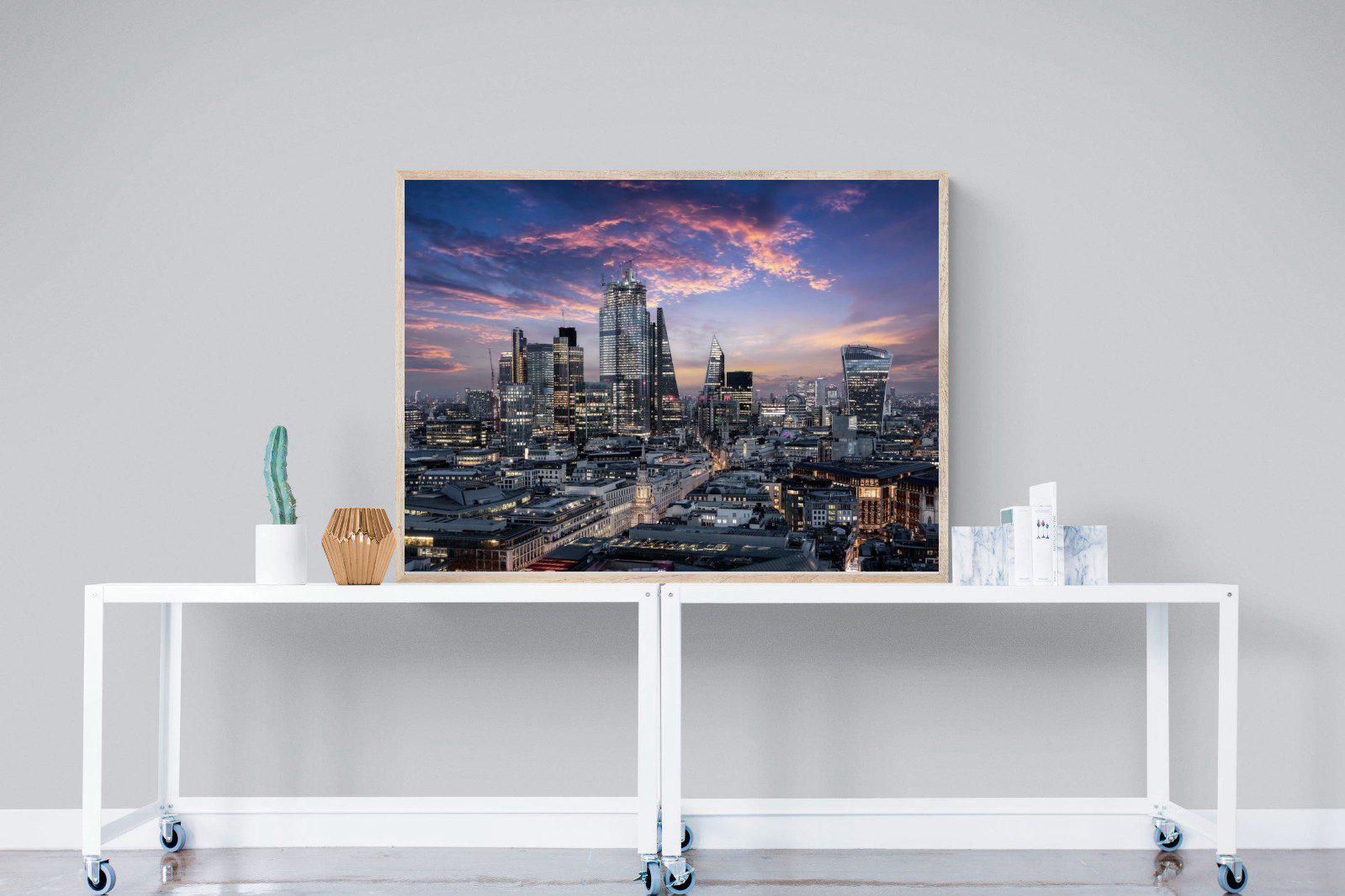 London Dusk-Wall_Art-120 x 90cm-Mounted Canvas-Wood-Pixalot
