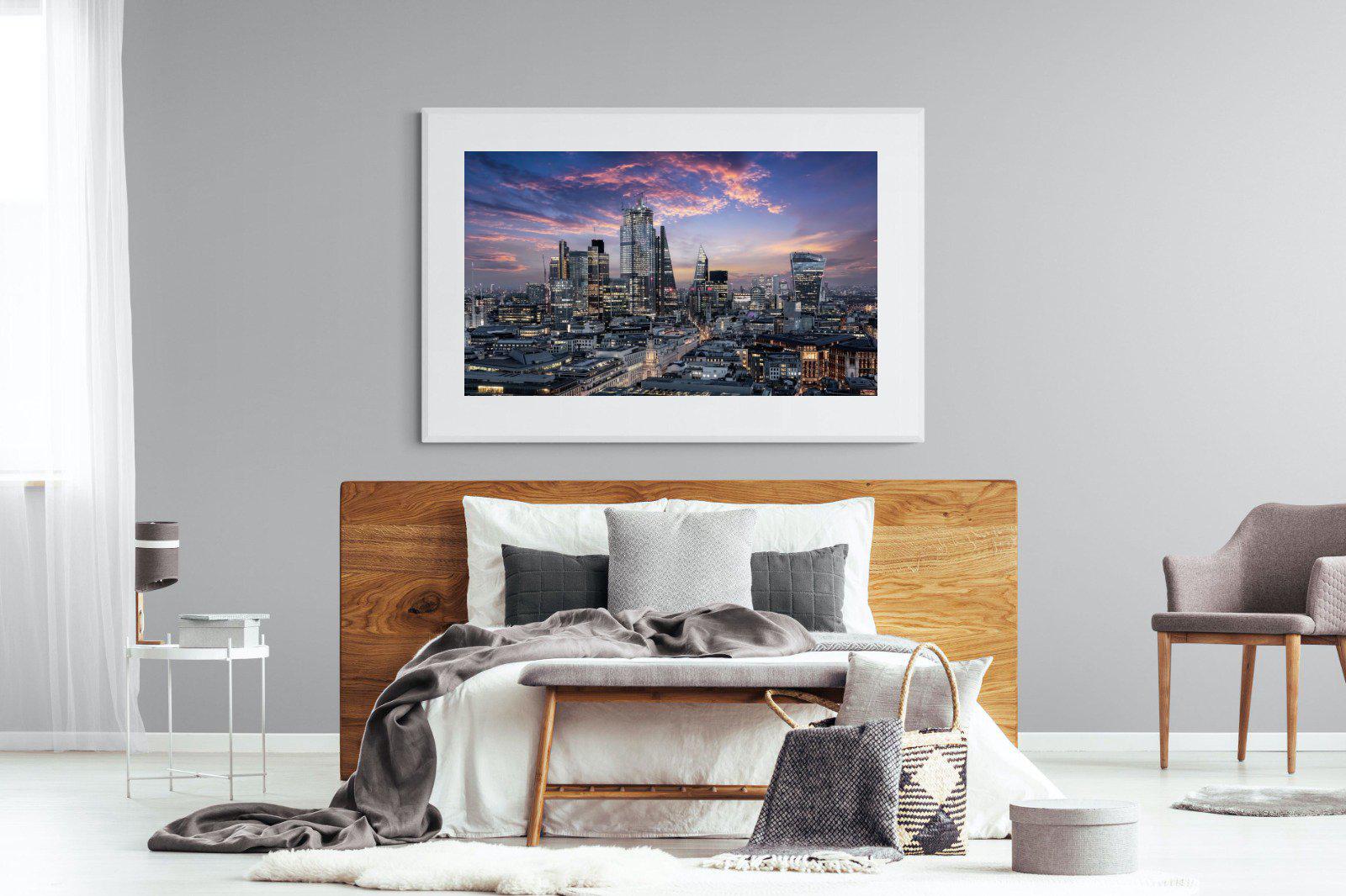 London Dusk-Wall_Art-150 x 100cm-Framed Print-White-Pixalot