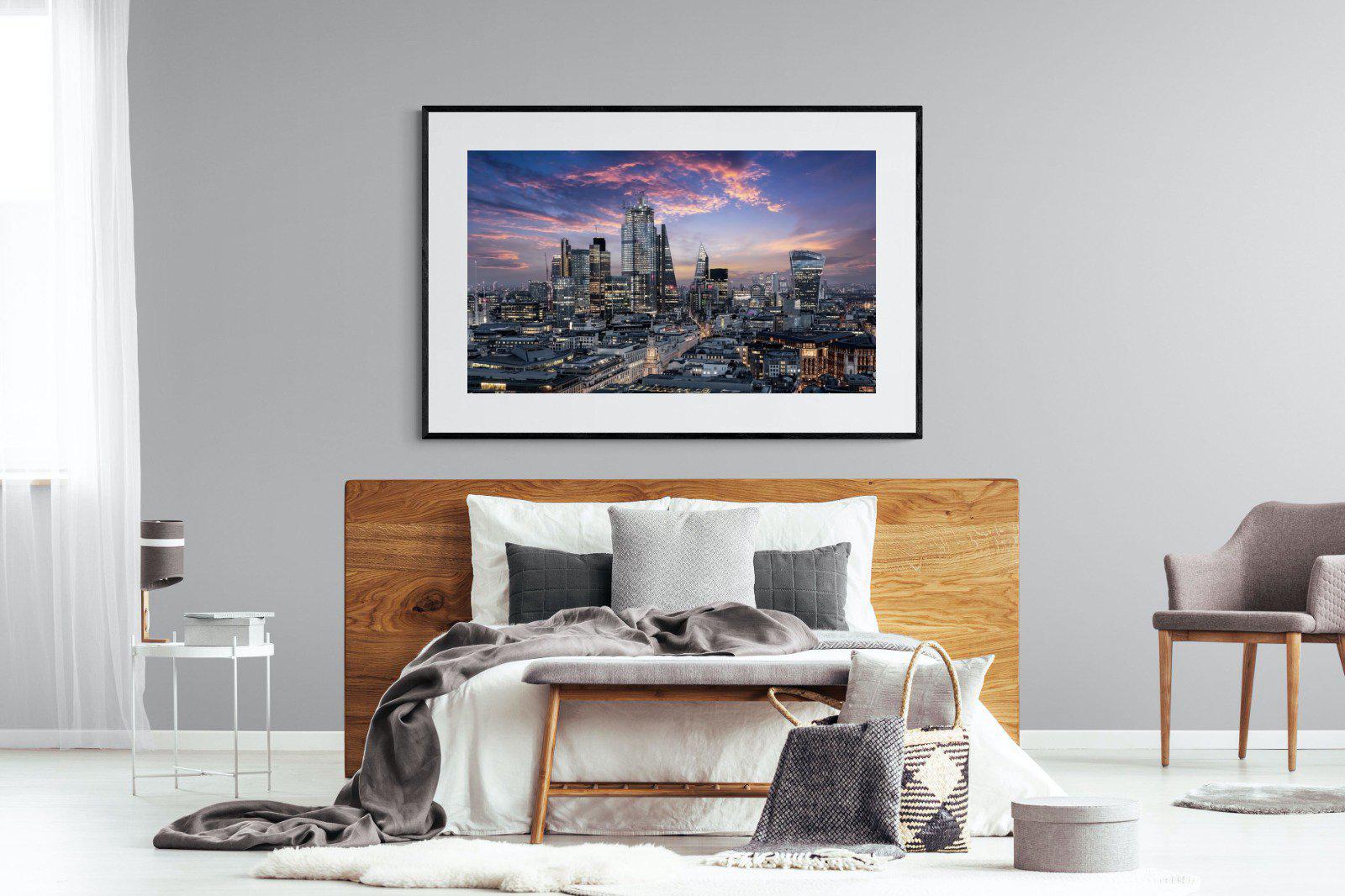 London Dusk-Wall_Art-150 x 100cm-Framed Print-Black-Pixalot