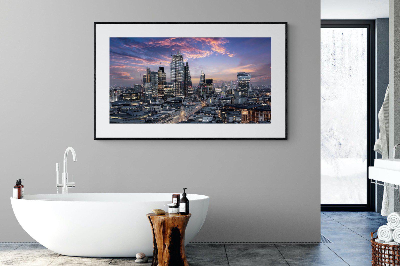 London Dusk-Wall_Art-180 x 110cm-Framed Print-Black-Pixalot