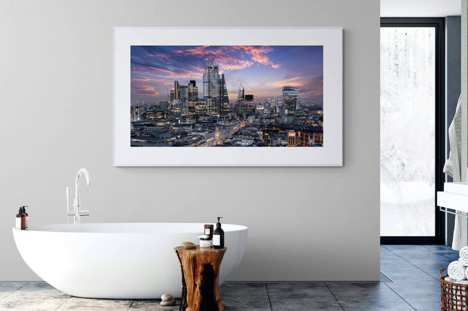 London Dusk-Wall_Art-180 x 110cm-Framed Print-White-Pixalot