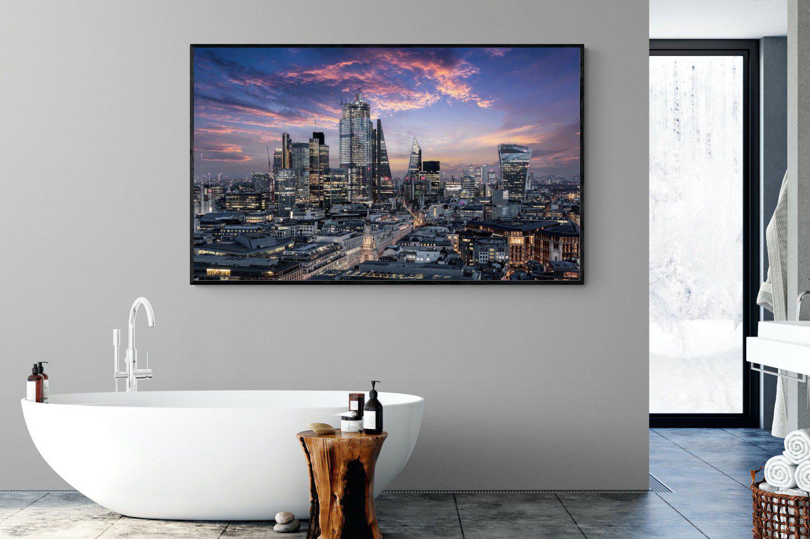 London Dusk-Wall_Art-180 x 110cm-Mounted Canvas-Black-Pixalot