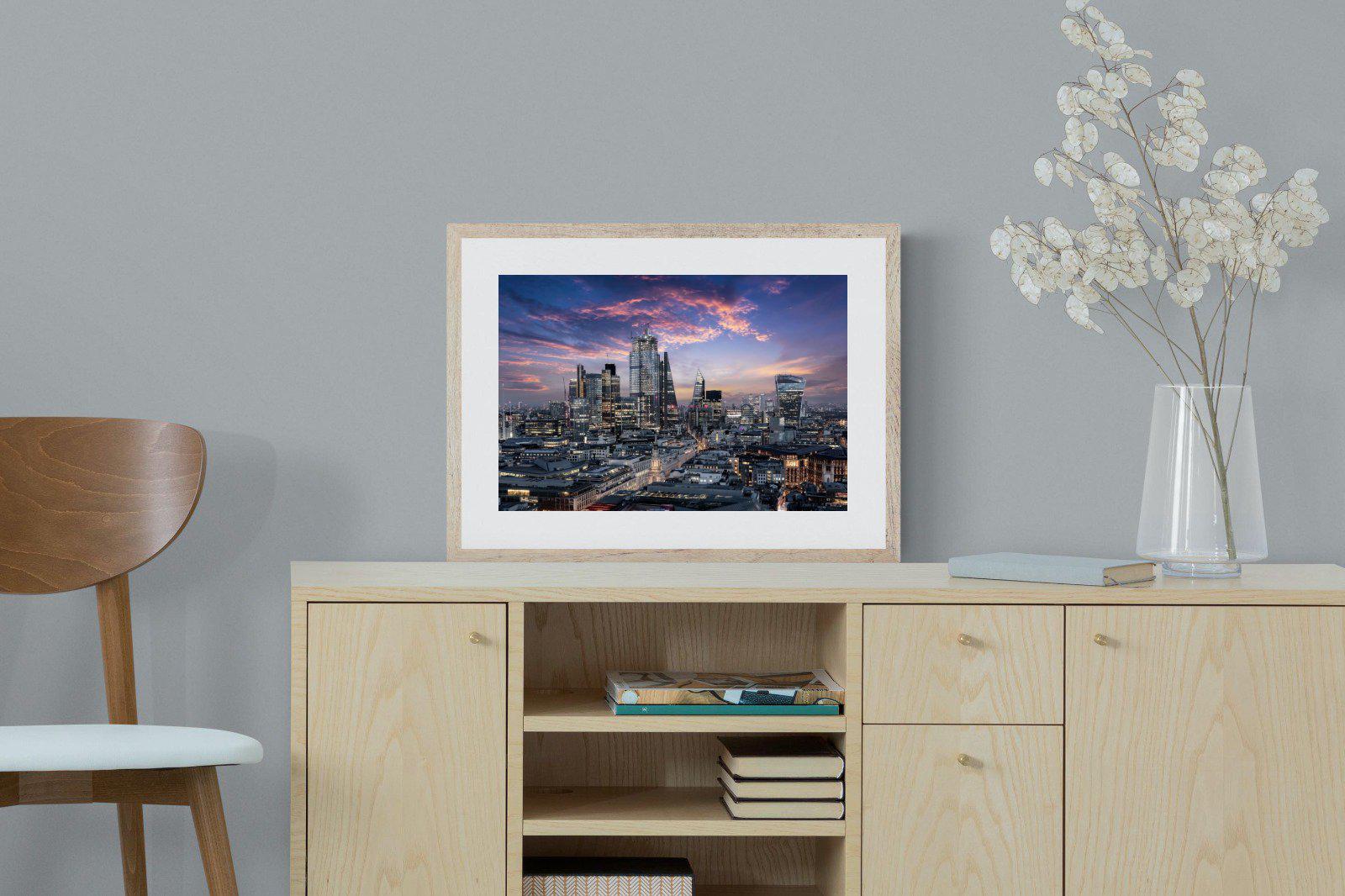 London Dusk-Wall_Art-60 x 45cm-Framed Print-Wood-Pixalot