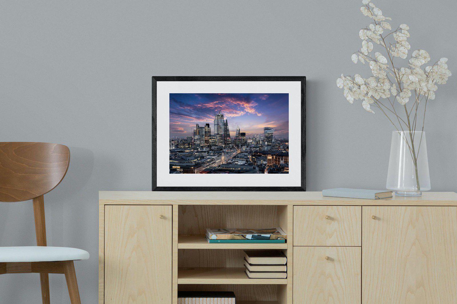 London Dusk-Wall_Art-60 x 45cm-Framed Print-Black-Pixalot